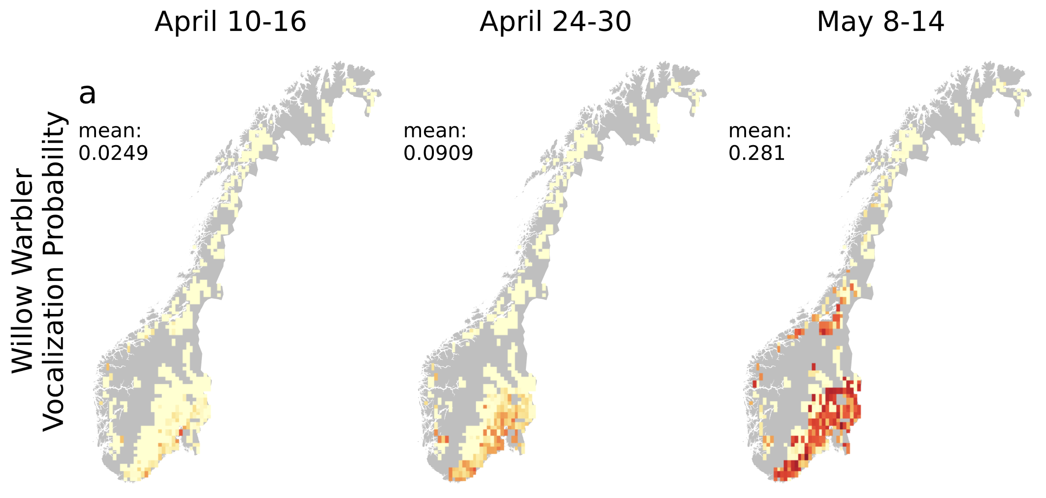 Map of avian vocalization probability